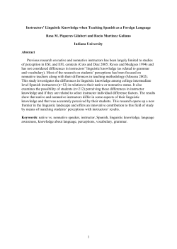 Instructors` Linguistic Knowledge when teaching Spanish as a FL