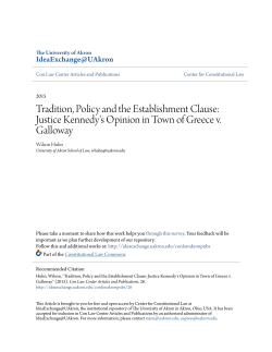 Tradition, Policy and the Establishment Clause: Justice Kennedy`s