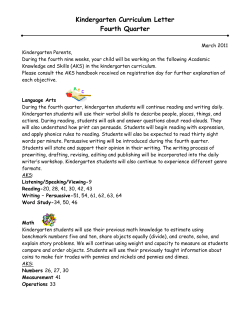 Kindergarten Curriculum Letter Fourth Quarter
