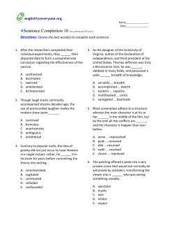 Sentence Completion 10 (low-advanced SAT level)
