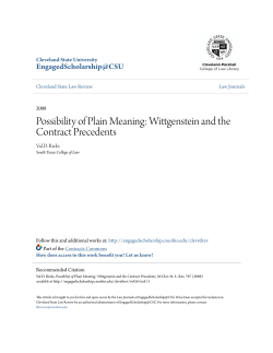 Possibility of Plain Meaning: Wittgenstein and the Contract Precedents