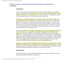 EFQM Excellence Model and Knowledge Management