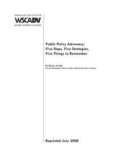 Public Policy Advocacy: Five Steps, Five Strategies, Five Things to