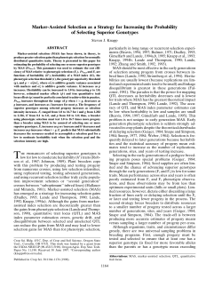 Marker-Assisted Selection as a Strategy for Increasing the