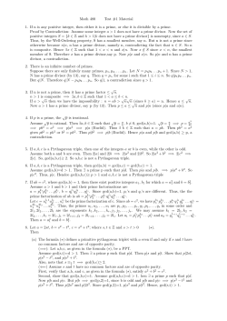 Math 480 Test #1 Material 1. If n is any positive integer, then either it