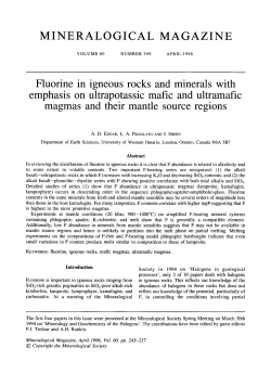 MINERALOGICAL MAGAZINE Fluorine in igneous rocks and