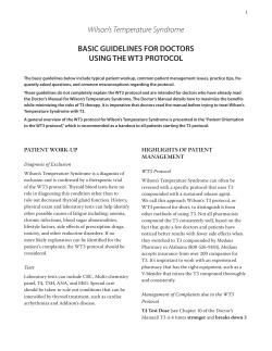 Basis Guidelines Wilson T3 Protocol