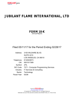 JUBILANT FLAME INTERNATIONAL, LTD