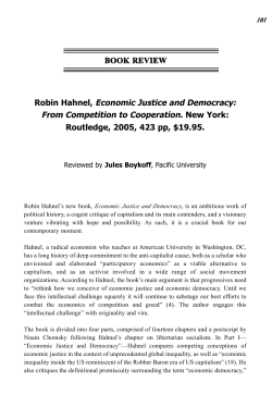 Robin Hahnel, Economic Justice and Democracy