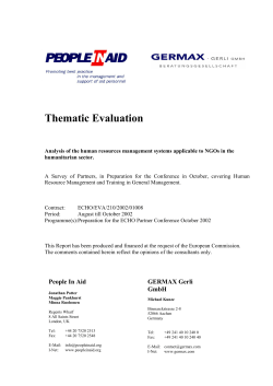 ECHO Thematic Evaluation Report - Human Resources