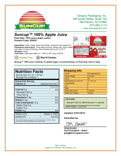 Suncup&trade; 100% Apple Juice Nutrition Facts