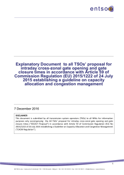 All TSOs` proposal for intraday cross-zonal gate opening - Entso-e