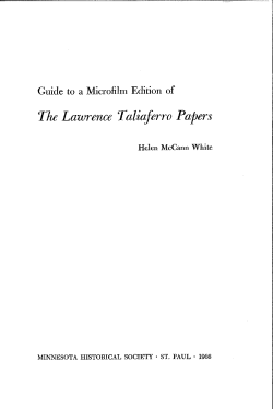 Guide to a Microfilm Edition of The Lawrence Taliaferro Papers at