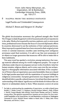 Legal Puzzles and Unintended Consequences Michael l? Brown