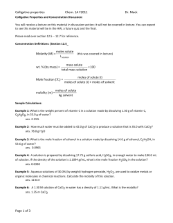 Colligative properties Chem. 1A F2011 Dr. Mack Page 1 of 3 moles