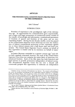 The Pennsylvania Constitution`s Protection of Free