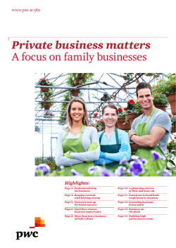 Private business matters: A focus on family businesses