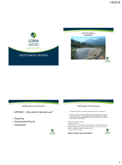 GEOTECHNICAL HAZARDS &bull; APEGBC &ndash; Site safe for intended use