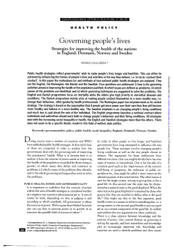 Governing people`s lives - University of Washington