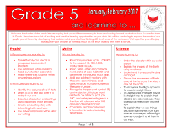 Grade 5 Learning Statement Term 2