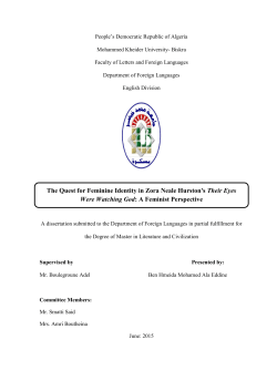 The Quest for Feminine Identity in Zora Neale Hurston`s Their Eyes