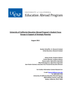 Focus Group Themes/Subjects - UC Education Abroad Program