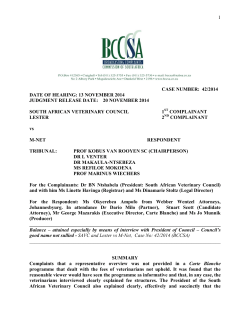 1 CASE NUMBER: 42/2014 DATE OF HEARING: 13 NOVEMBER