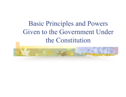 Basic Principles and Powers Given to the Government Under the