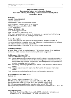 Indexing, Abstracting, Thesaurus Construction