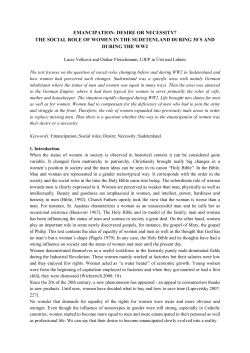 emancipation- desire or necessity? the social role of women in the
