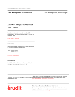 Aristotle`s Analysis of Perception