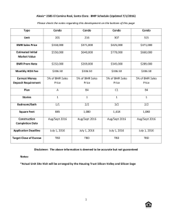1 Alexis~ 2585 El Camino Real, Santa Clara: BMP Schedule
