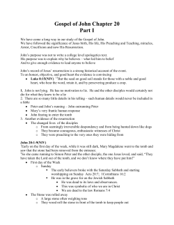 John Chapter 20 Pastor Sabella`s Study notes