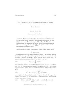 The Critical Values of Certain Dirichlet Series