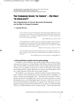 The Common Good `in terris` &ndash; Or Only `in excelsis`?