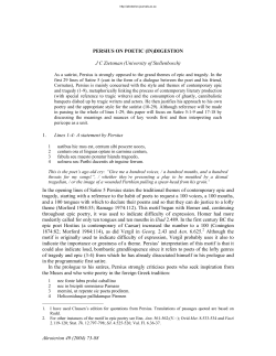 Akroterion 49 (2004) 73-88 PERSIUS ON POETIC (IN)DIGESTION