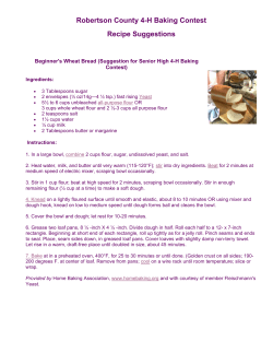 Robertson County 4-H Baking Contest Recipe Suggestions