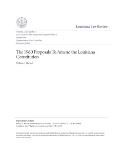 The 1960 Proposals To Amend the Louisiana Constitution