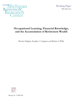 Occupational Learning, Financial Knowledge, and the Accumulation