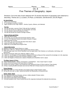 Ch. 8 Five Themes of Geography: Japan