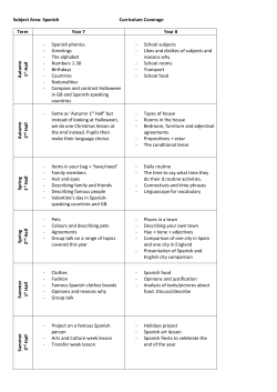 Subject Area: Spanish Curriculum Coverage Term Year 7 Year 8