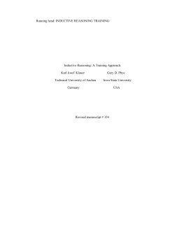 Running head: INDUCTIVE REASONING TRAINING Inductive