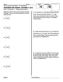 ASSIGNMENT DUE TUESDAY, OCTOBER 4, 2016 Unit 1, Chapter