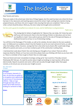 Insider 13/01/17 - Walkwood Church of England Middle School