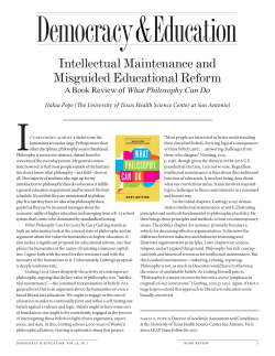 Intellectual Maintenance and Misguided Educational Reform. A