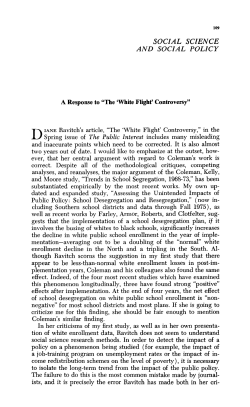 SOCIAL SCIENCE AND SOCIAL POLICY A Response to "The `White