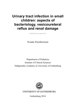 Urinary tract infection in small children: aspects of