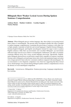 Bilinguals Show Weaker Lexical Access During Spoken Sentence