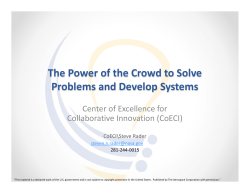 The Power of the Crowd to Solve Problems and Develop Systems