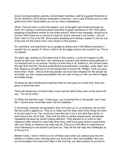 Salutatorian Speech - St. Anthony`s School